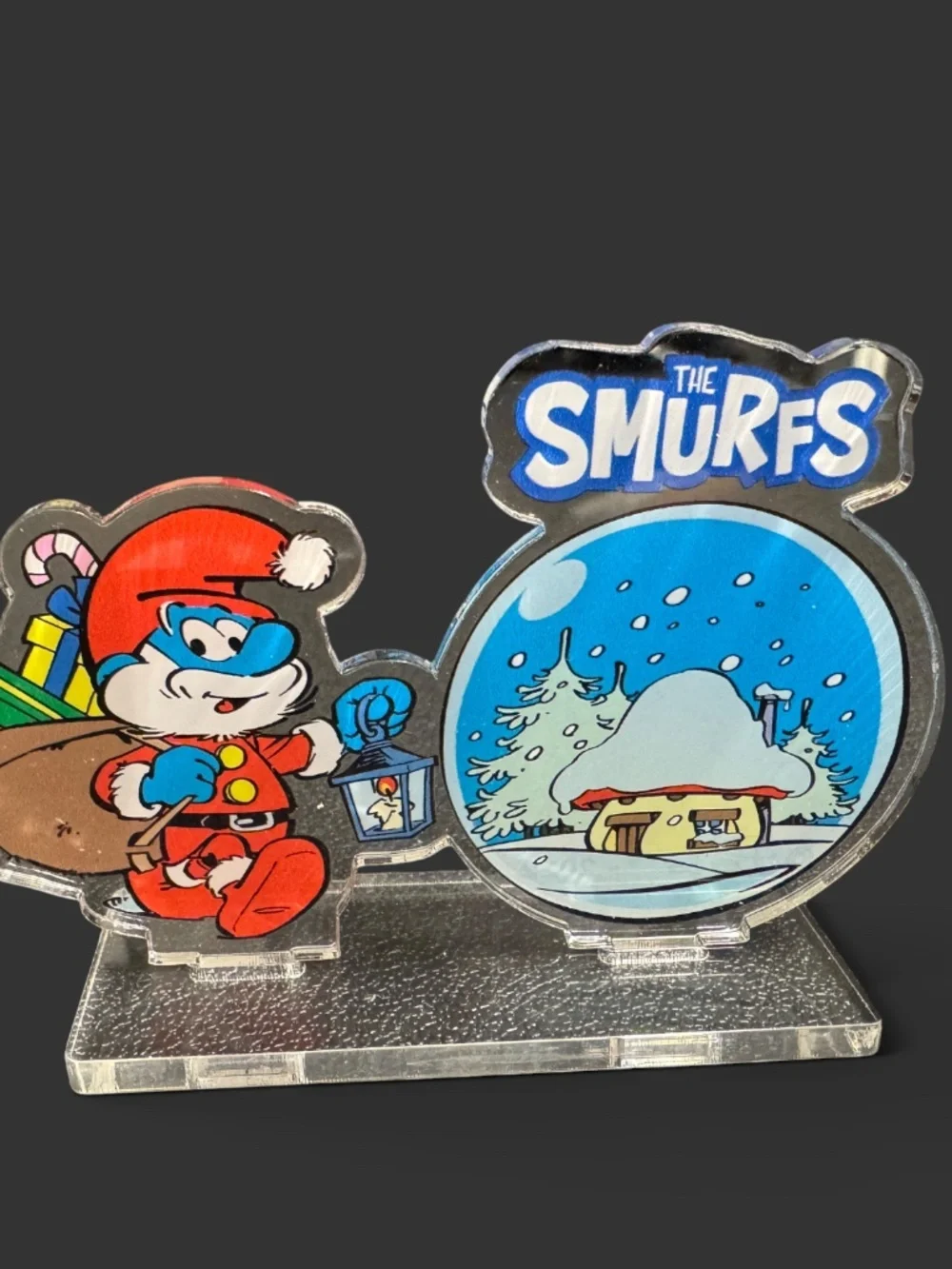 Smurfs Christmas Acrylic Village Standee Decor New